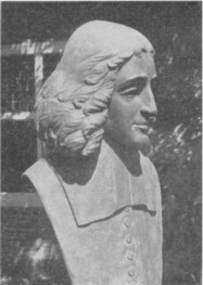 Busto de Spinoza, farita de prof. Wenckelbach en la ĝardeno de la Spinoza‑domo en Rijnsburg